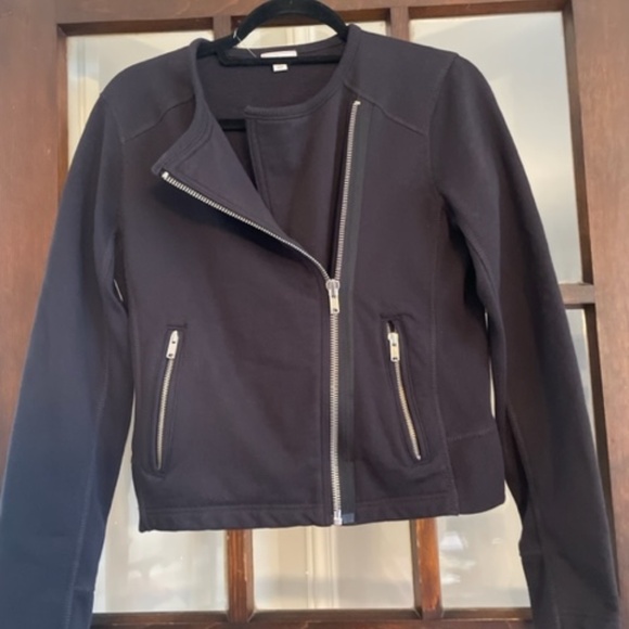 GAP Black Moto-Style Sweatshirt Jacket, Size Small - Picture 3 of 6